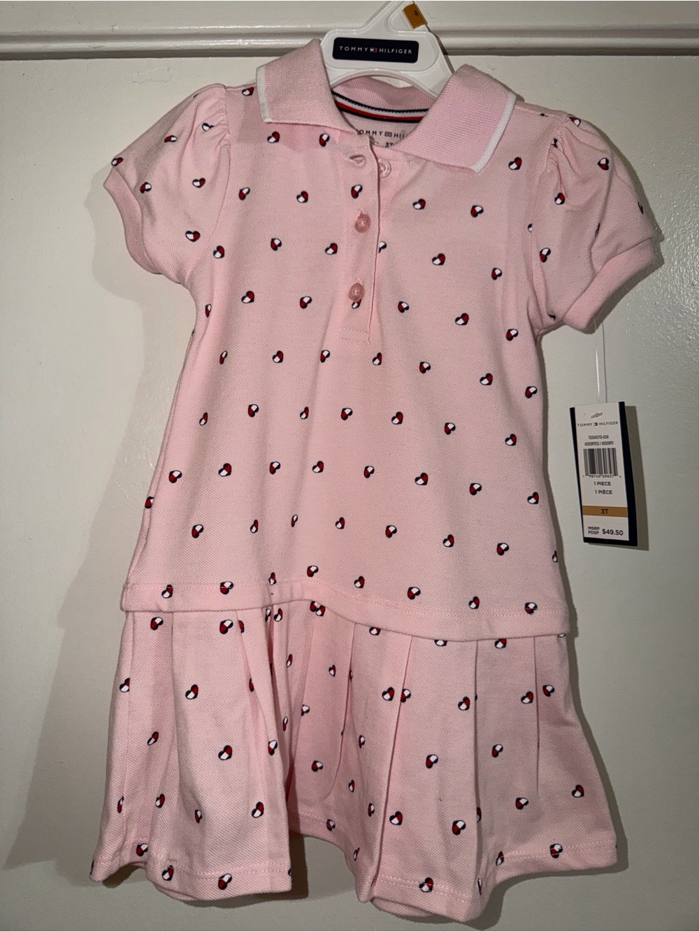 Tommy Hilfiger Pink Polo Dress with Heart Dot Print